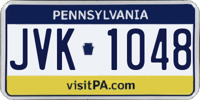 PA license plate JVK1048