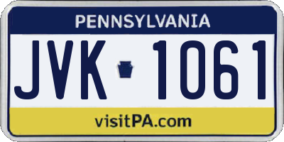 PA license plate JVK1061