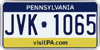 PA license plate JVK1065