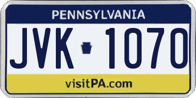 PA license plate JVK1070