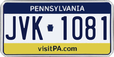 PA license plate JVK1081
