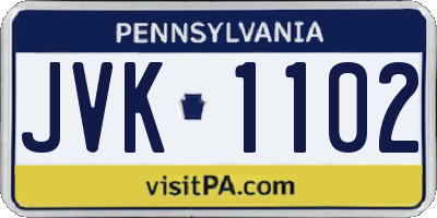 PA license plate JVK1102