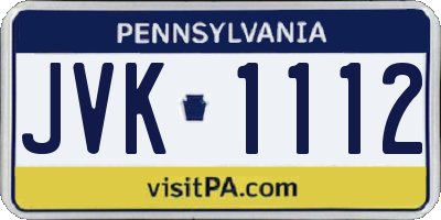 PA license plate JVK1112