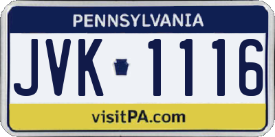 PA license plate JVK1116