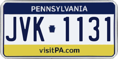 PA license plate JVK1131