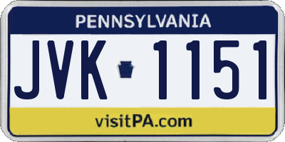 PA license plate JVK1151