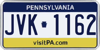 PA license plate JVK1162