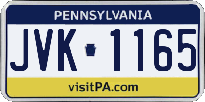 PA license plate JVK1165