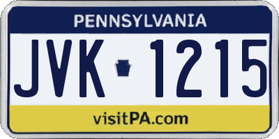PA license plate JVK1215