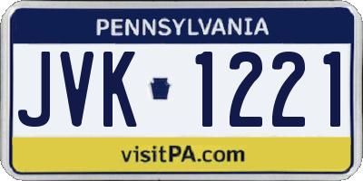 PA license plate JVK1221