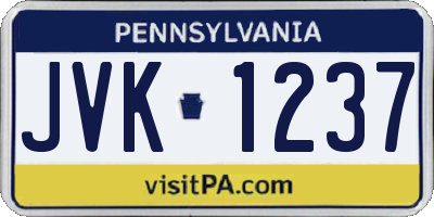 PA license plate JVK1237