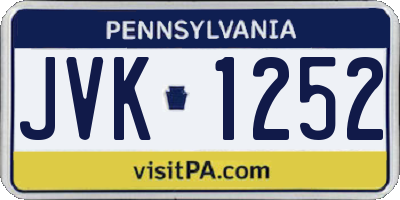 PA license plate JVK1252