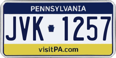 PA license plate JVK1257