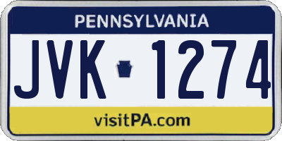 PA license plate JVK1274