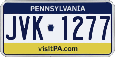 PA license plate JVK1277