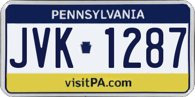 PA license plate JVK1287
