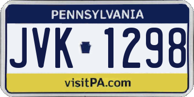 PA license plate JVK1298