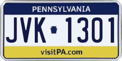 PA license plate JVK1301