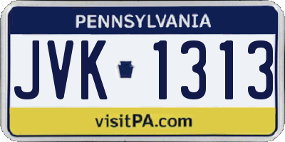 PA license plate JVK1313