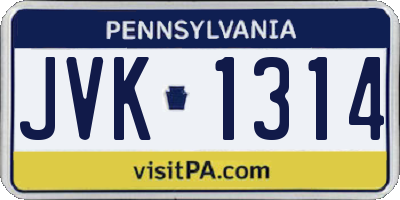 PA license plate JVK1314