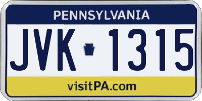 PA license plate JVK1315