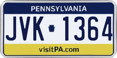 PA license plate JVK1364