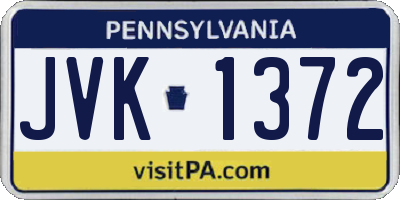 PA license plate JVK1372