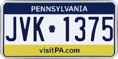 PA license plate JVK1375