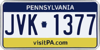 PA license plate JVK1377