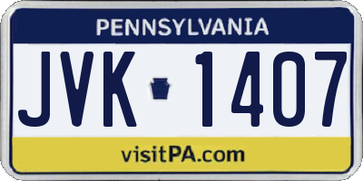 PA license plate JVK1407