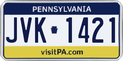 PA license plate JVK1421