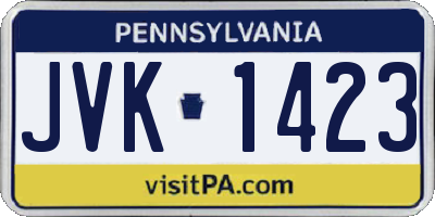 PA license plate JVK1423