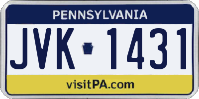 PA license plate JVK1431