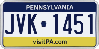 PA license plate JVK1451