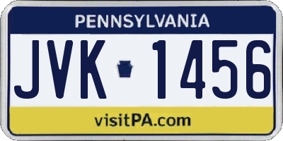 PA license plate JVK1456