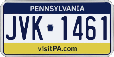 PA license plate JVK1461