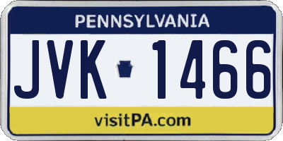 PA license plate JVK1466