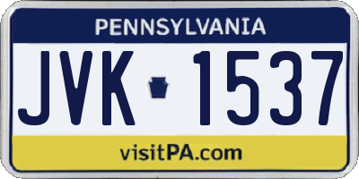 PA license plate JVK1537
