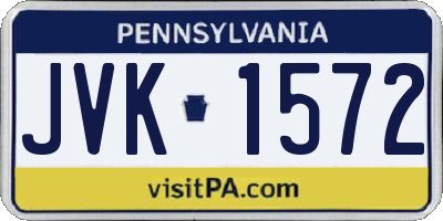 PA license plate JVK1572