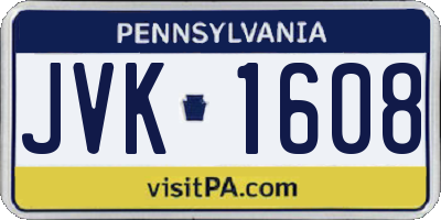 PA license plate JVK1608