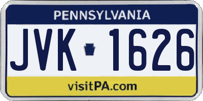 PA license plate JVK1626