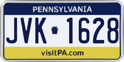 PA license plate JVK1628