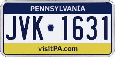 PA license plate JVK1631