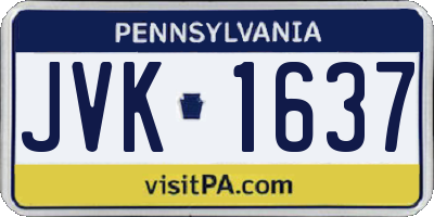 PA license plate JVK1637