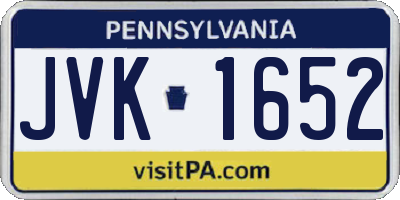 PA license plate JVK1652