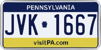 PA license plate JVK1667