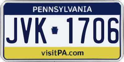 PA license plate JVK1706