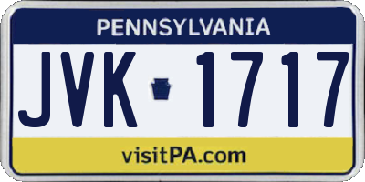 PA license plate JVK1717