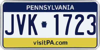 PA license plate JVK1723