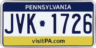 PA license plate JVK1726